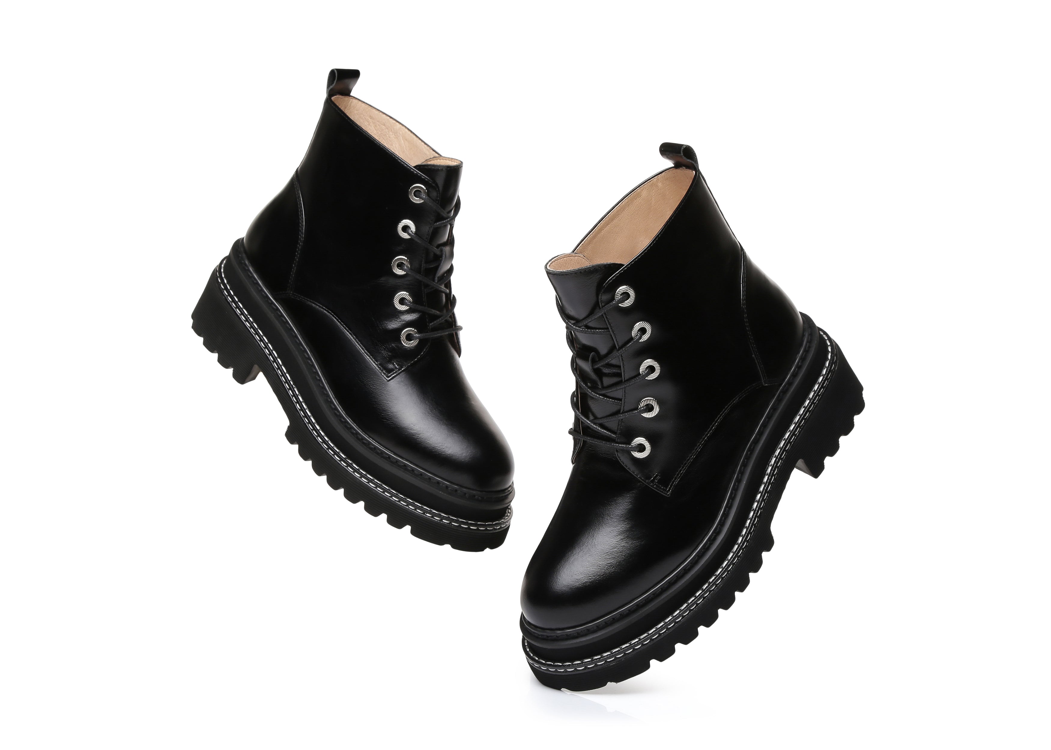 EVERAU® Chunky Ankle Boots Women Arial - UGG Boots - Black - AU Ladies 4 / AU Men 2 / EU 35 - Uggoutlet