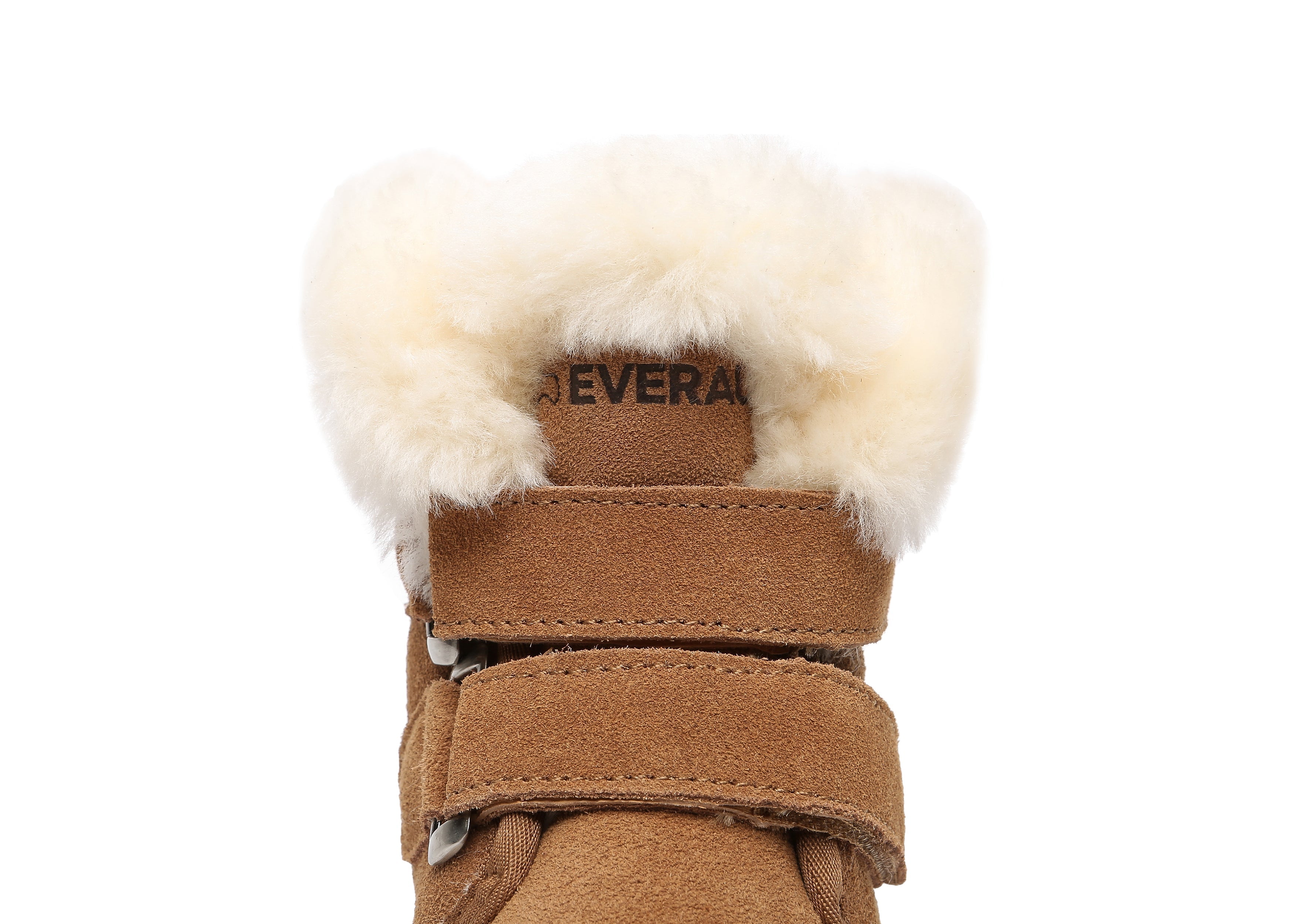 EVERAU® Double Hook And Loop Strap Sheepskin Boots Kids Nordic - UGG Boots - Chestnut - AU Kids 6-7 / EU 25 - Uggoutlet
