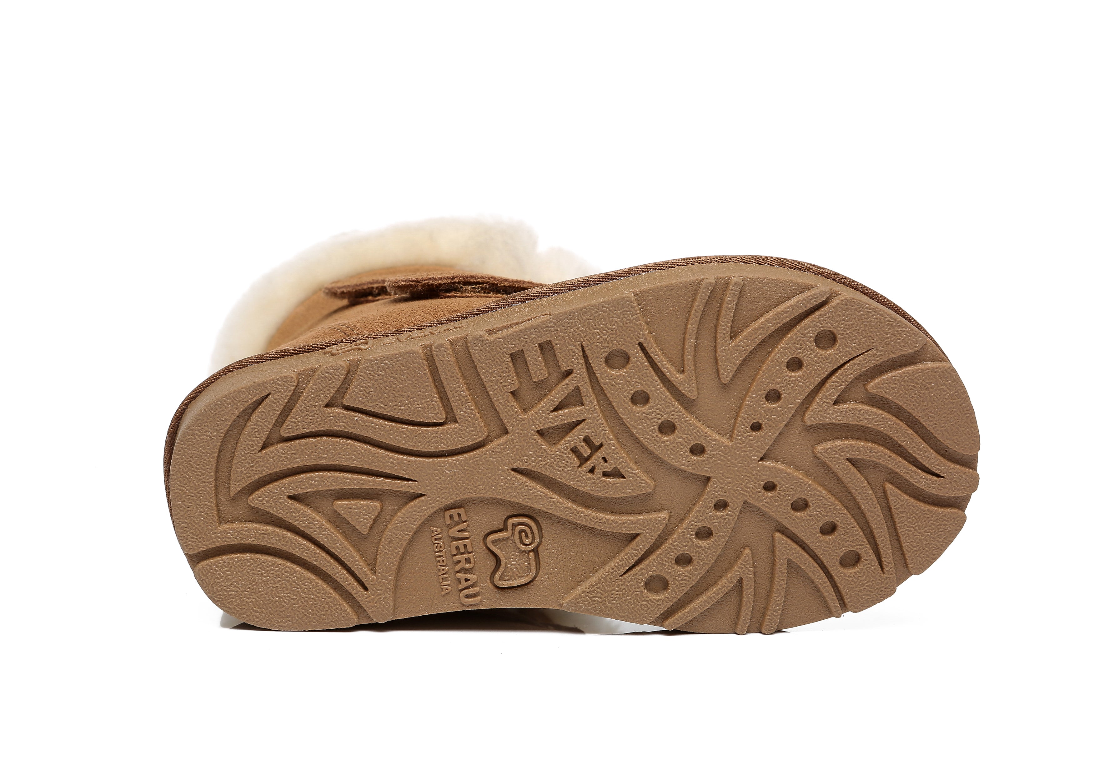 EVERAU® Double Hook And Loop Strap Sheepskin Boots Kids Nordic - UGG Boots - Chestnut - AU Kids 6-7 / EU 25 - Uggoutlet