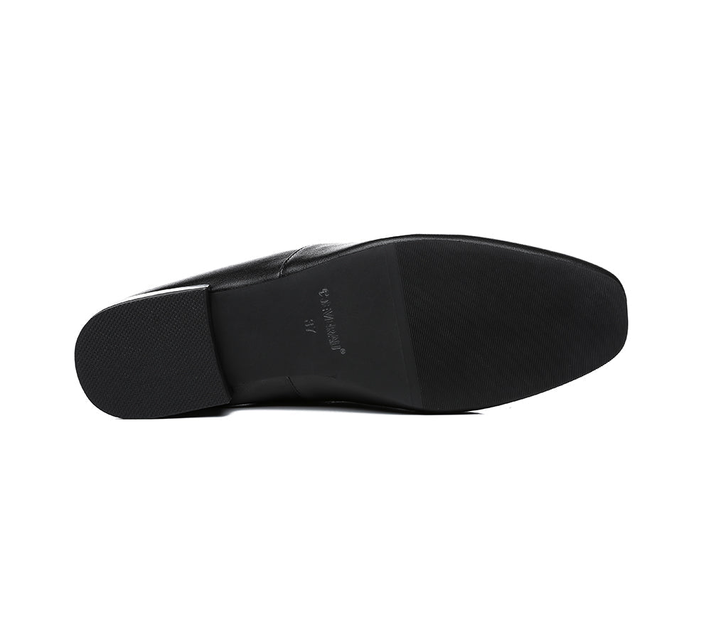 EVERAU® Lace Up Leather Flats Women Kara - Flats - Black - AU Ladies 4 / AU Men 2 / EU 35 - Uggoutlet