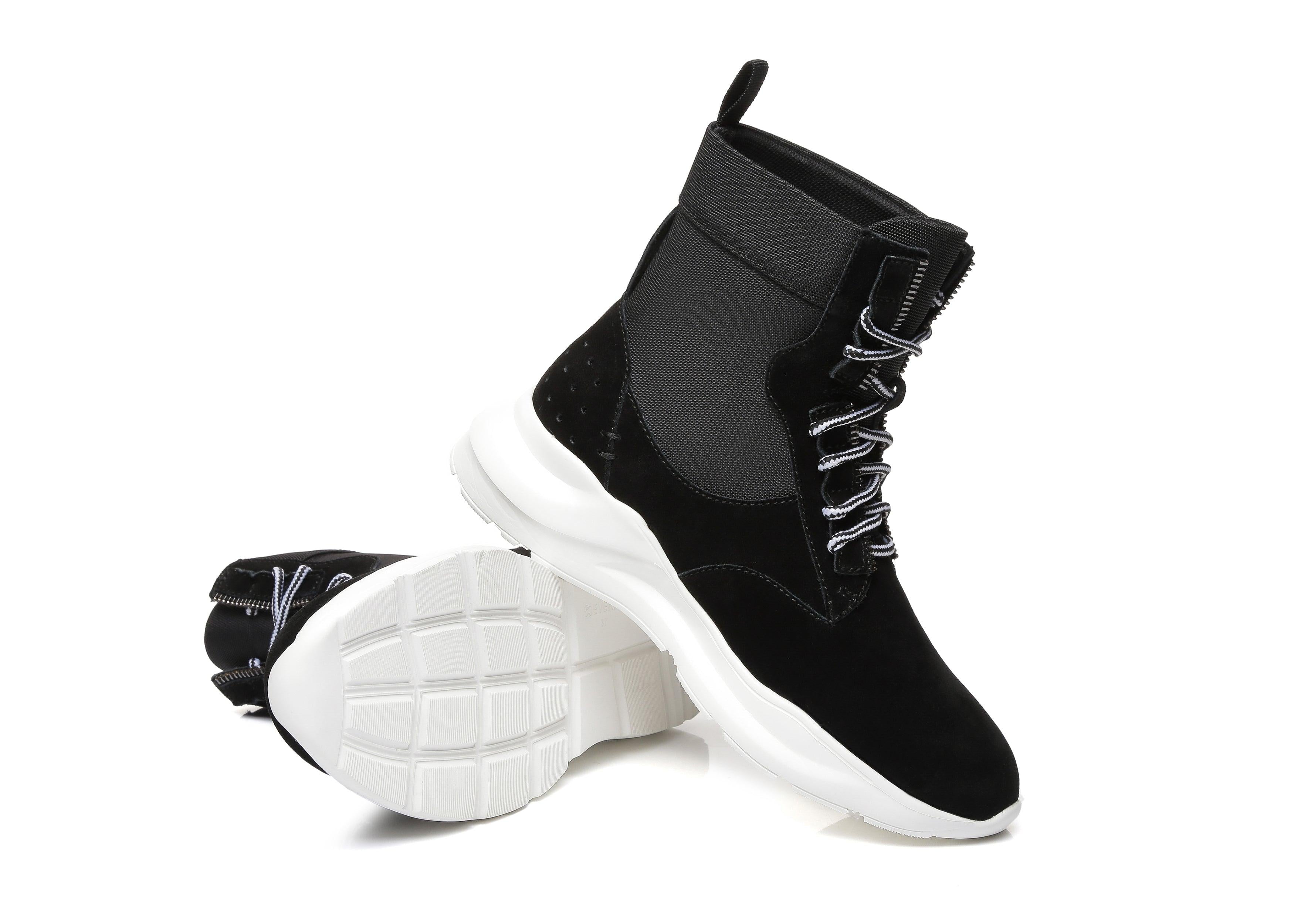 EVERAU® Leather Lace-Up Ankle Sneaker Women Wayfarer - UGG Boots - Black - AU Ladies 4 / AU Men 2 / EU 35 - Uggoutlet
