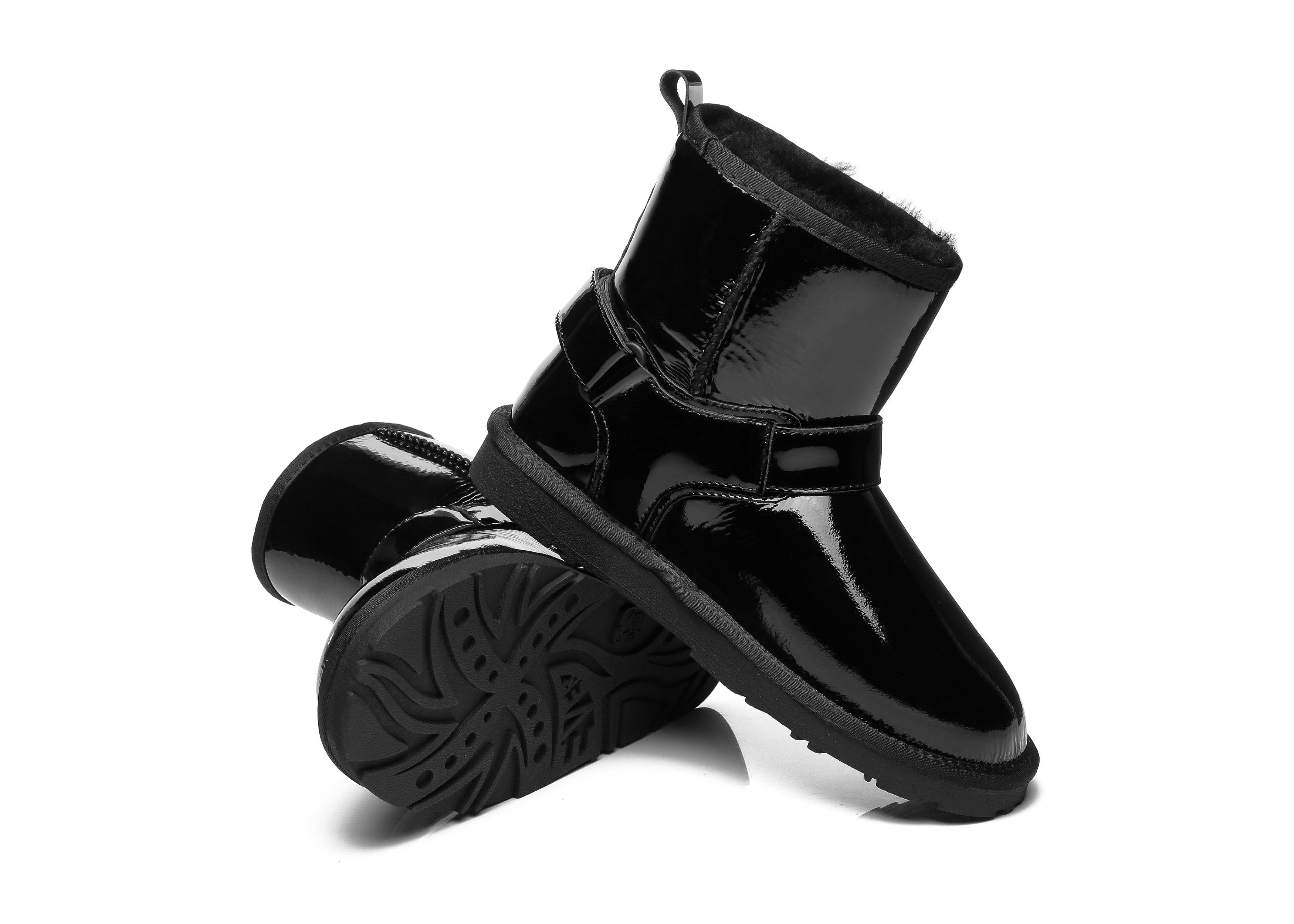 EVERAU® Mini Patent Leather Boots Women Linker - UGG Boots - Black - AU Ladies 4 / AU Men 2 / EU 35 - Uggoutlet