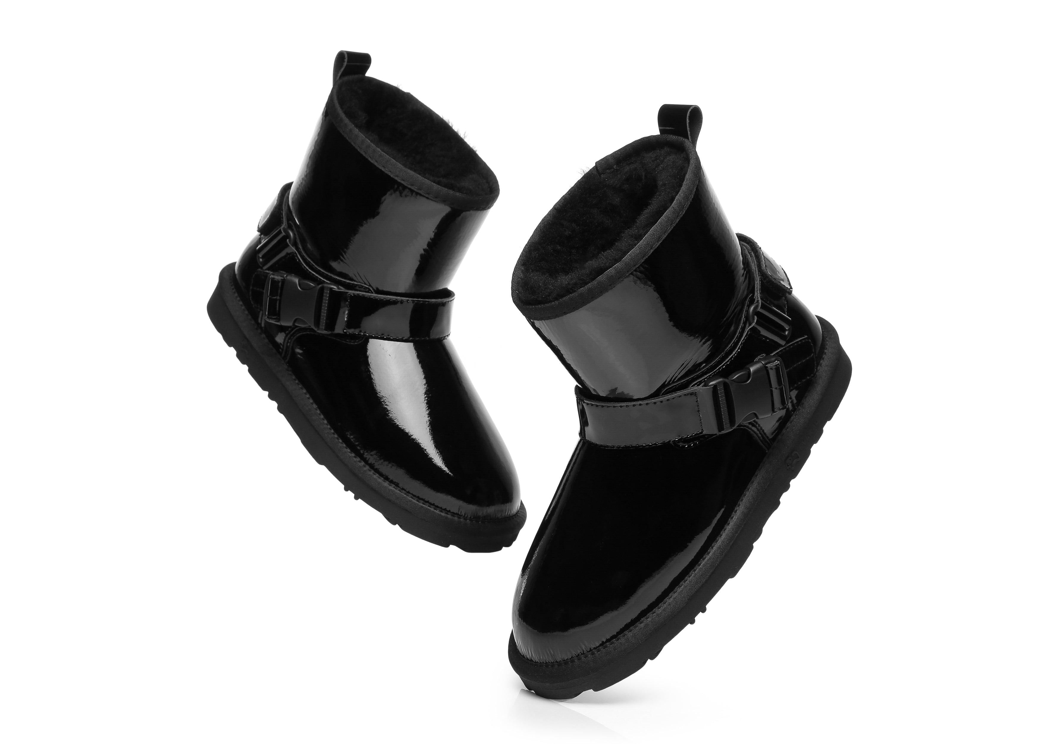 EVERAU® Mini Patent Leather Boots Women Linker - UGG Boots - Black - AU Ladies 4 / AU Men 2 / EU 35 - Uggoutlet