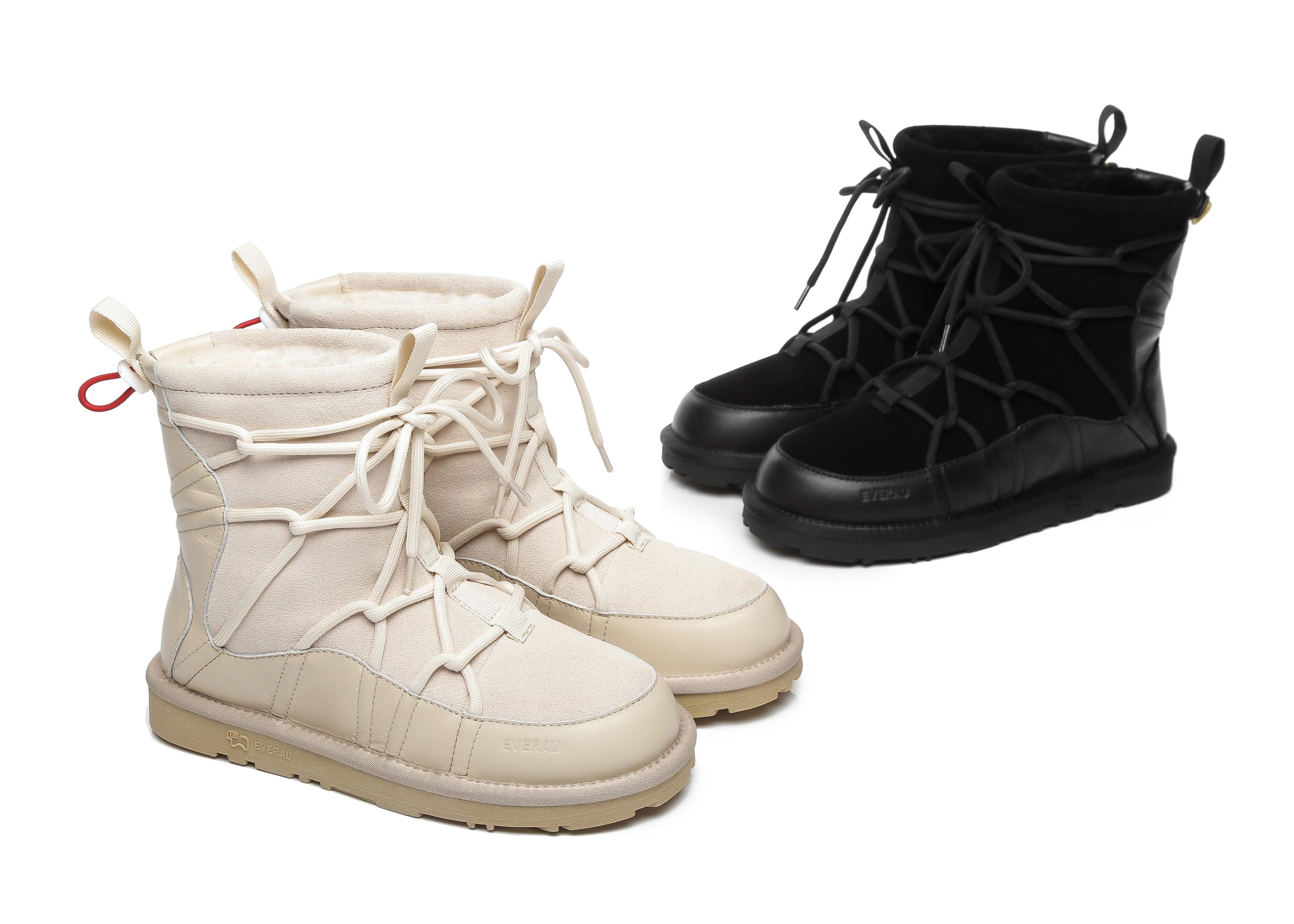 EVERAU® Mini Sheepskin Snowboots Women Didot - UGG Boots - Beige - AU Ladies 4 / AU Men 2 / EU 35 - Uggoutlet