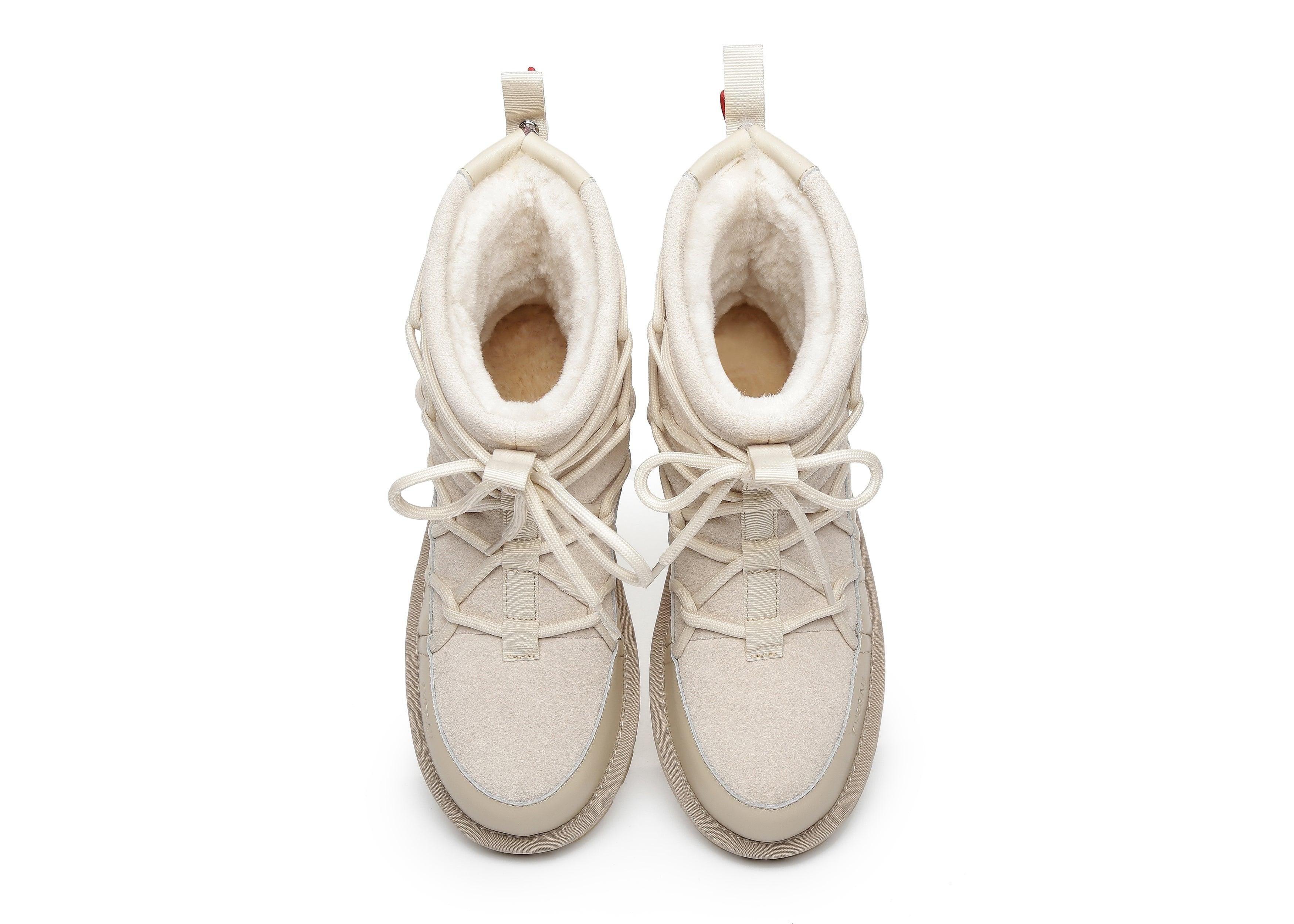 EVERAU® Mini Sheepskin Snowboots Women Didot - UGG Boots - Beige - AU Ladies 4 / AU Men 2 / EU 35 - Uggoutlet