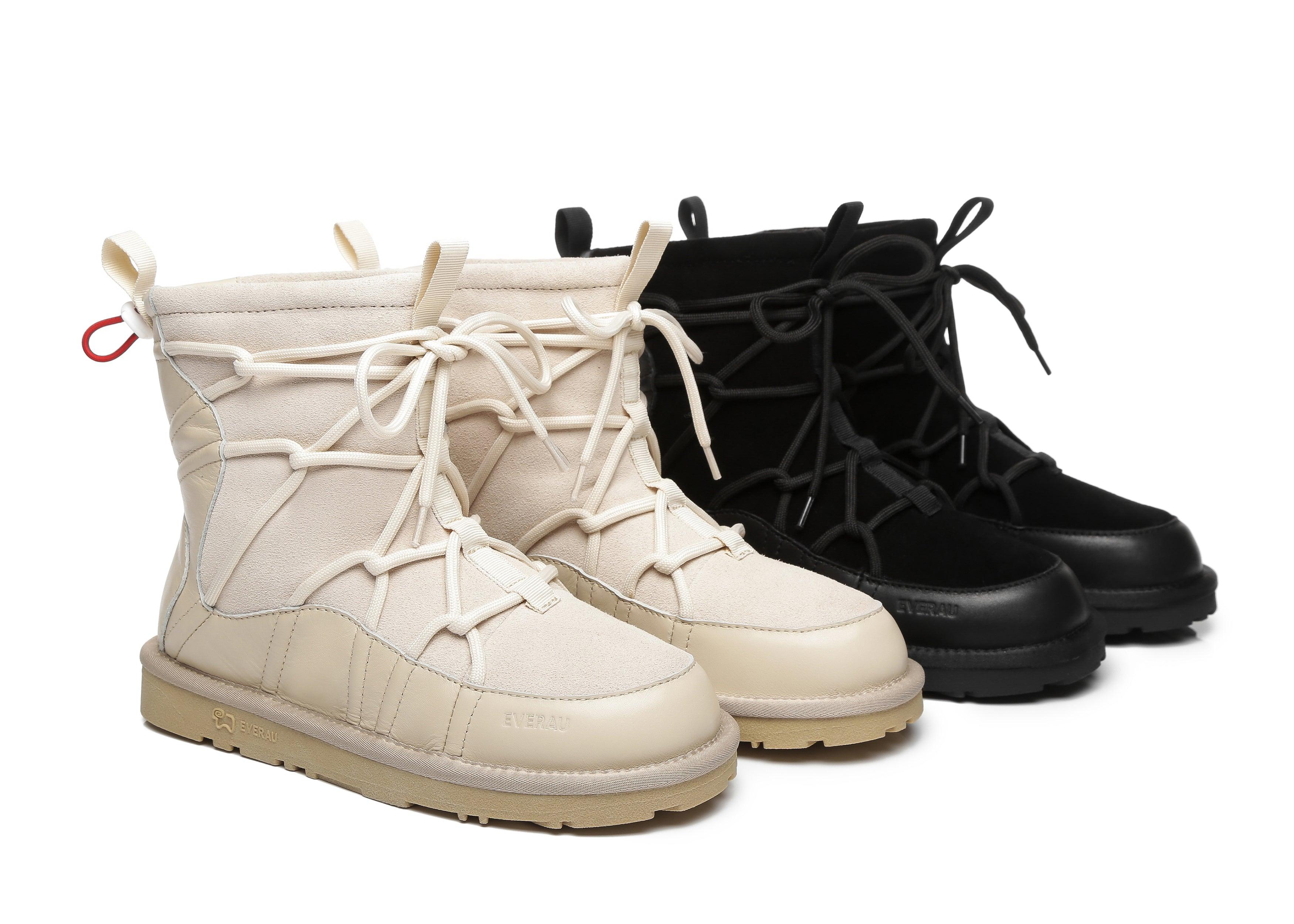 EVERAU® Mini Sheepskin Snowboots Women Didot - UGG Boots - Beige - AU Ladies 4 / AU Men 2 / EU 35 - Uggoutlet