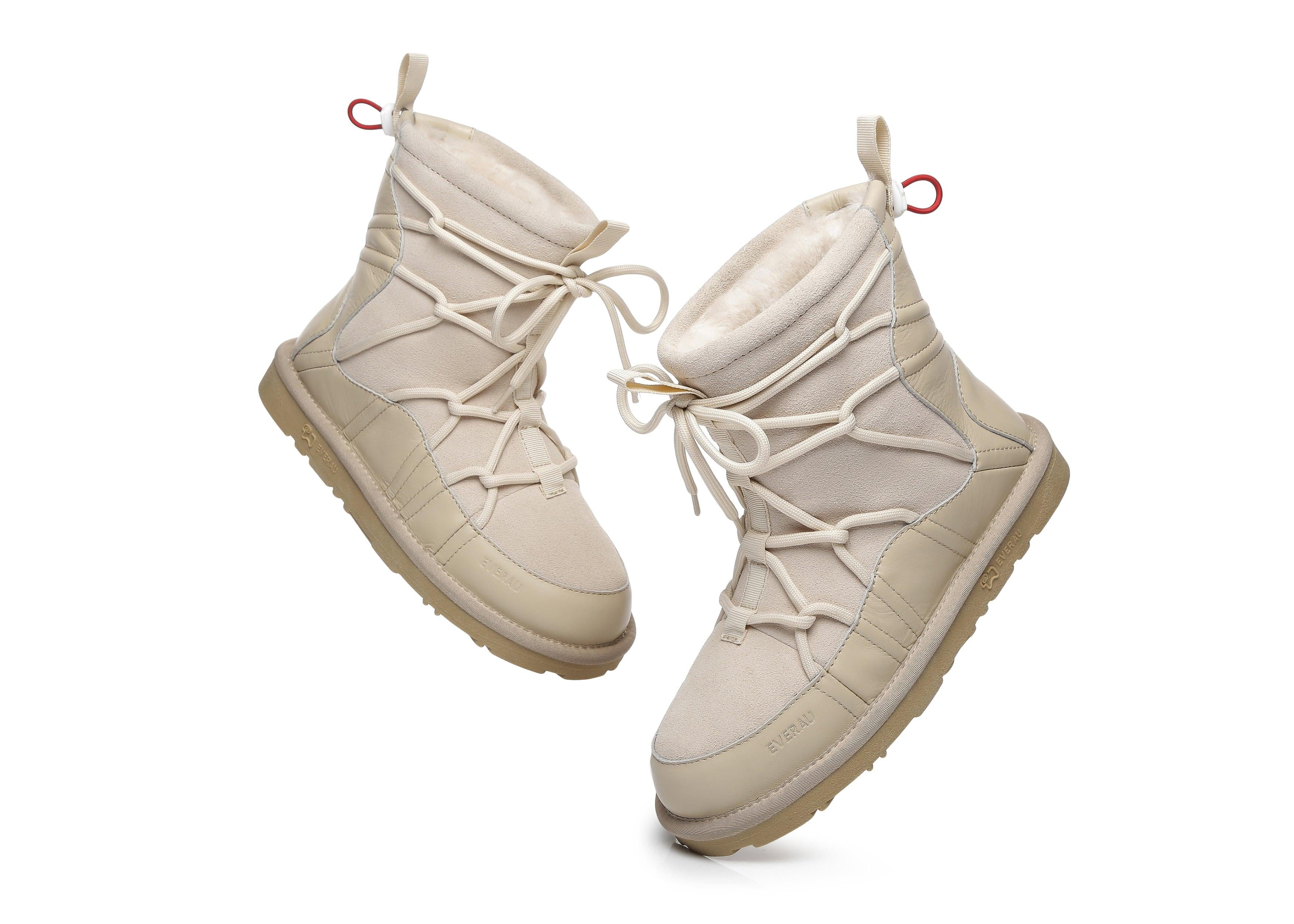 EVERAU® Mini Sheepskin Snowboots Women Didot - UGG Boots - Beige - AU Ladies 4 / AU Men 2 / EU 35 - Uggoutlet
