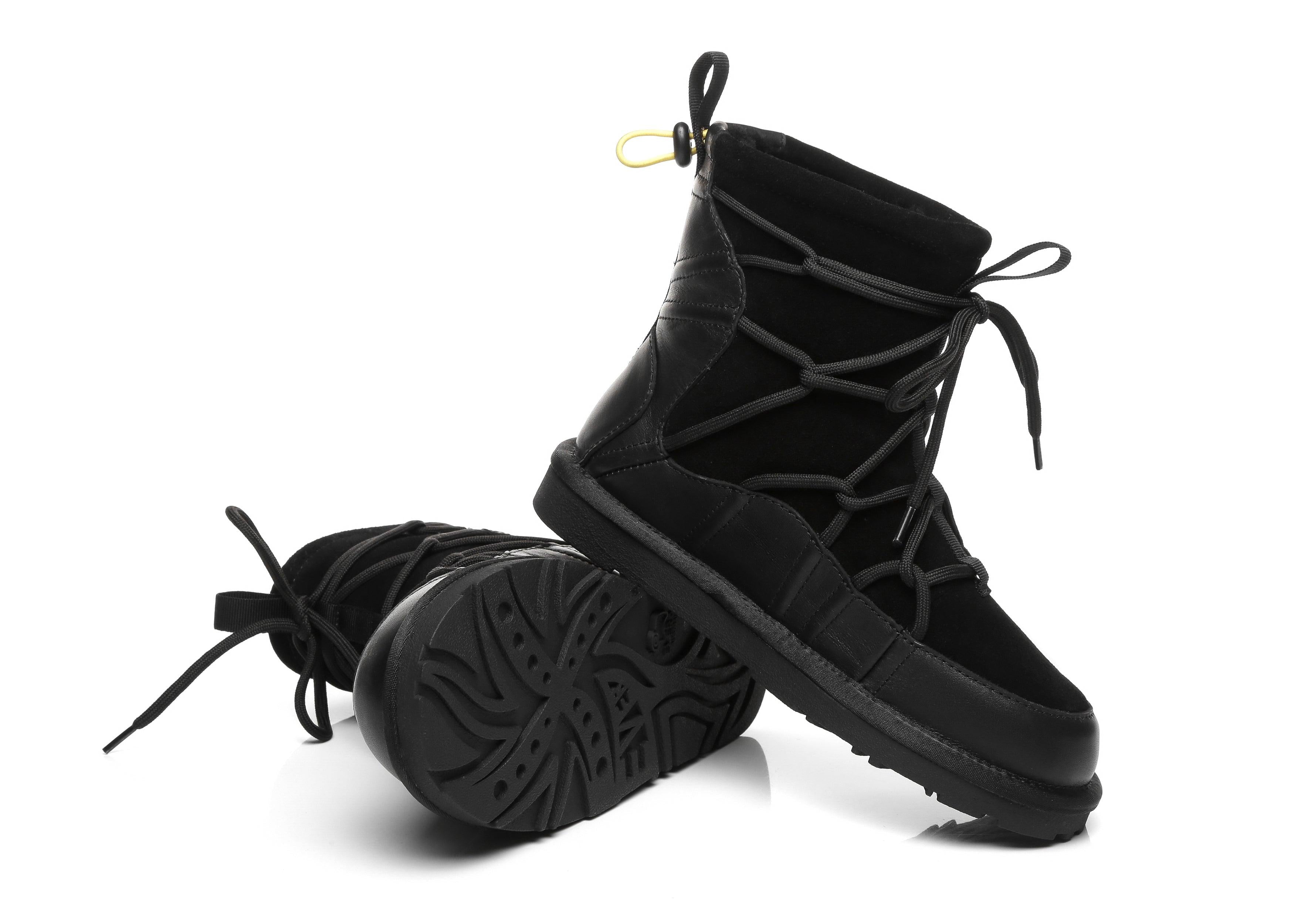 EVERAU® Mini Sheepskin Snowboots Women Didot - UGG Boots - Black - AU Ladies 4 / AU Men 2 / EU 35 - Uggoutlet