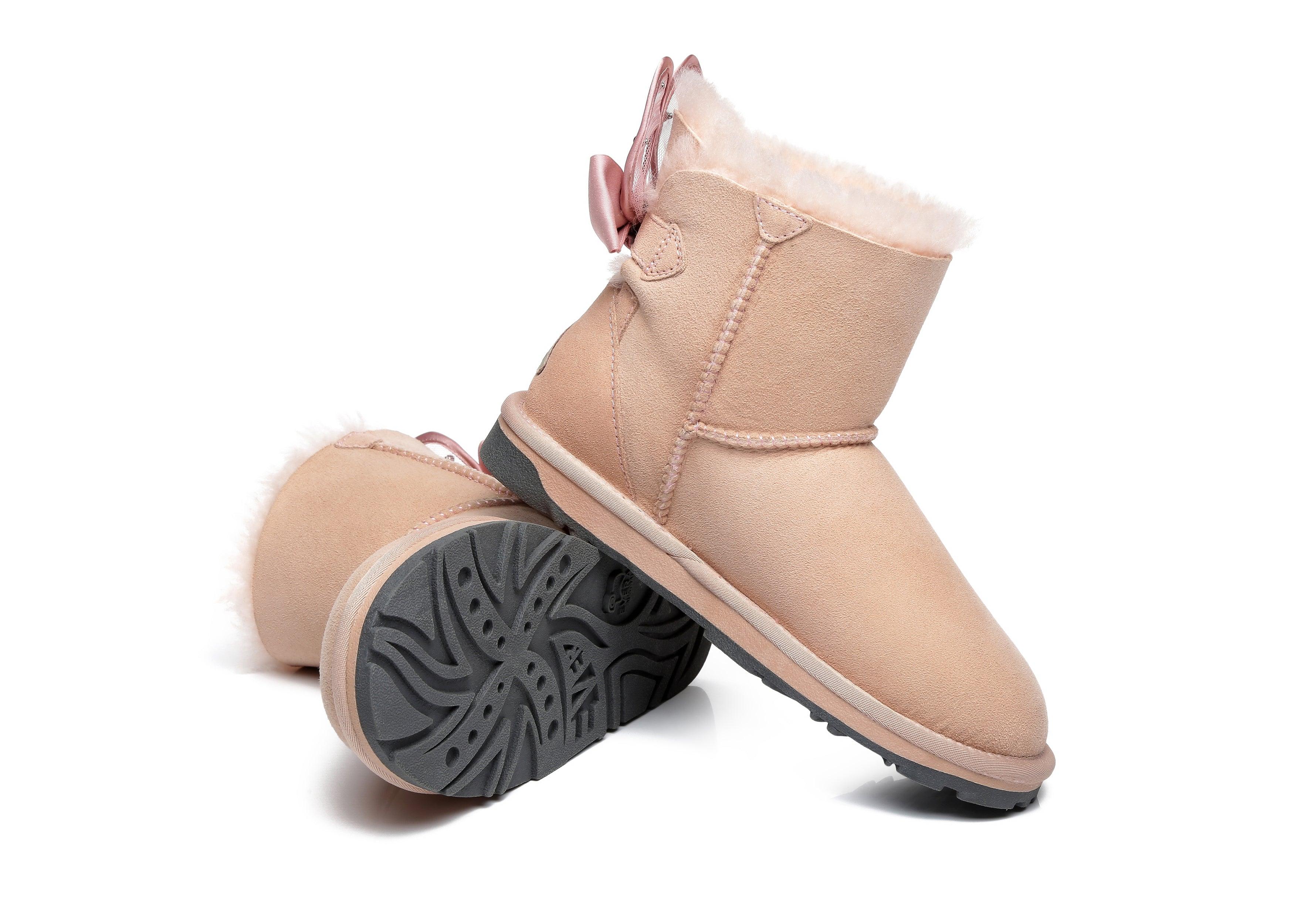 EVERAU® Mini Single Bow Women Wabbit Boots - UGG Boots - Pink - AU Ladies 4 / AU Men 2 / EU 35 - Uggoutlet