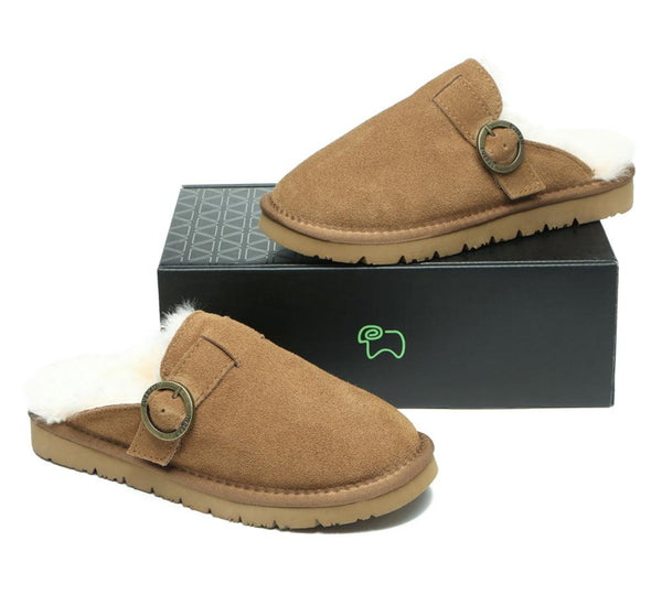 EVERAU® Premium Sheepskin Slipper Women Cedar - UGG Boots - Chestnut - AU Ladies 4 / AU Men 2 / EU 35 - Uggoutlet