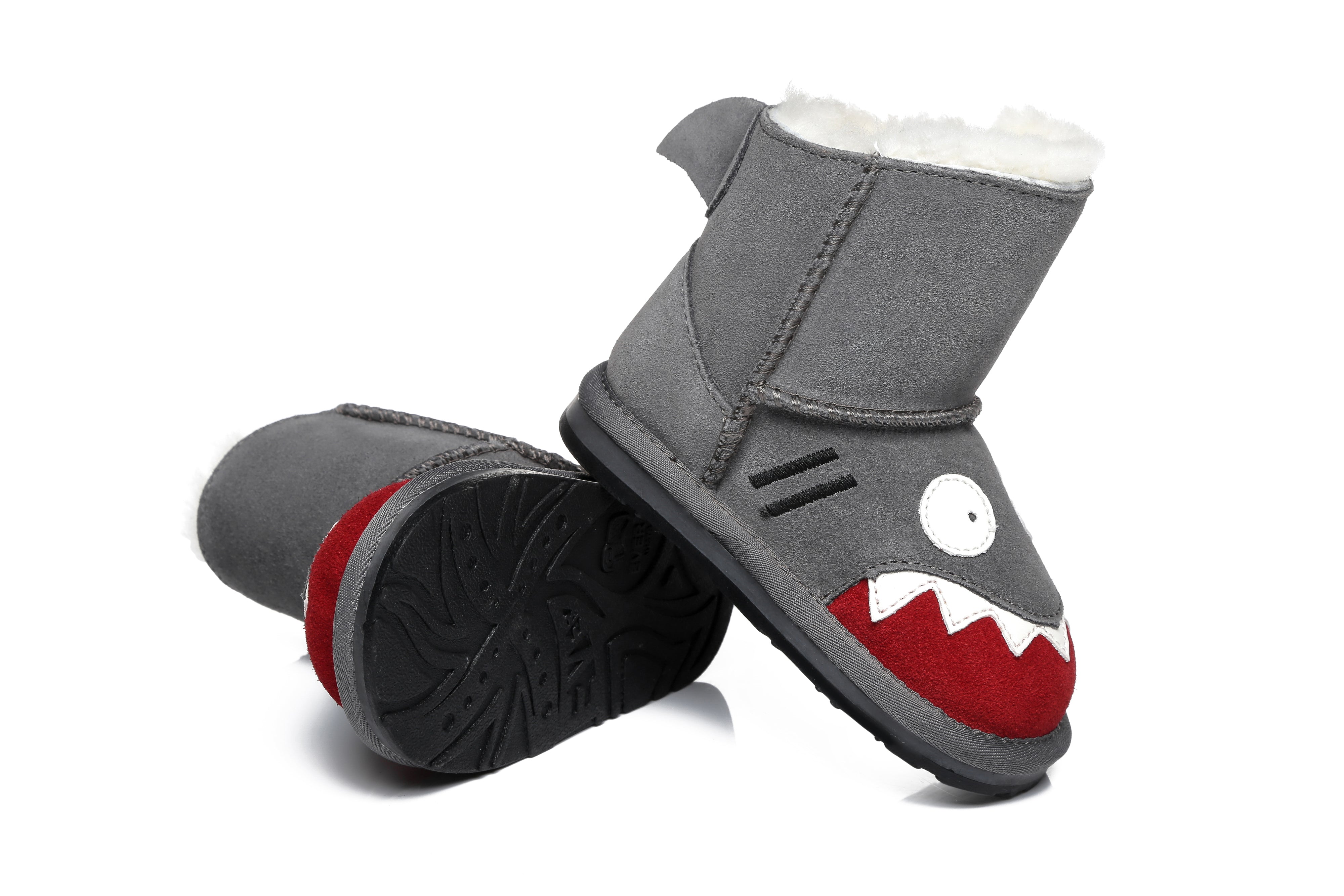EVERAU® Shark Sheepskin Boots Toddler - UGG Boots - Grey - S - Uggoutlet