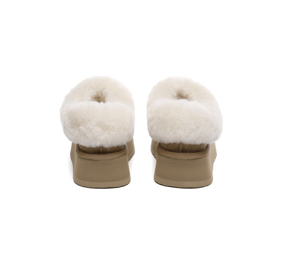 UGG EVERAU® UGG Slippers Women Sheepskin Wool Collar Ankle Platform Gabri - UGG EXPRESS