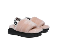 Sandals - Sheepskin Wool Slingback Fluffy Slides Women Miss Ever
