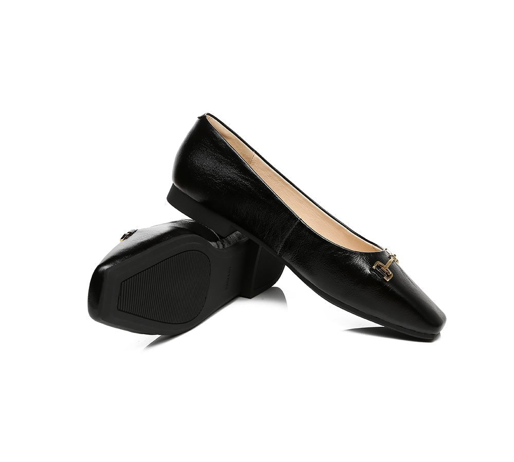 EVERAU® Women Leather Ballet Flats Olivia - Flats - Black - AU Ladies 4 / AU Men 2 / EU 35 - Uggoutlet