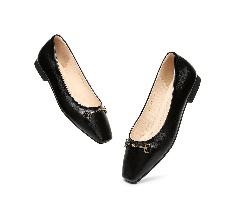 EVERAU® Women Leather Ballet Flats Olivia - Flats - Black - AU Ladies 4 / AU Men 2 / EU 35 - Uggoutlet
