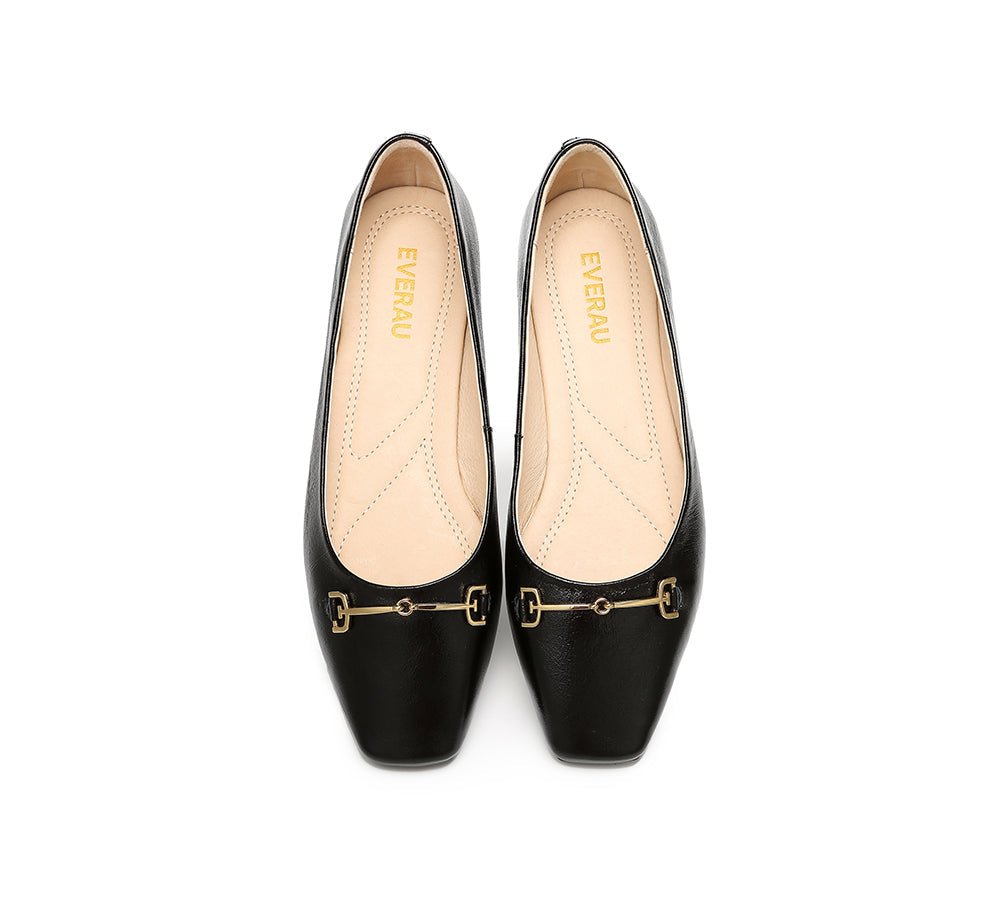 EVERAU® Women Leather Ballet Flats Olivia - Flats - Black - AU Ladies 4 / AU Men 2 / EU 35 - Uggoutlet