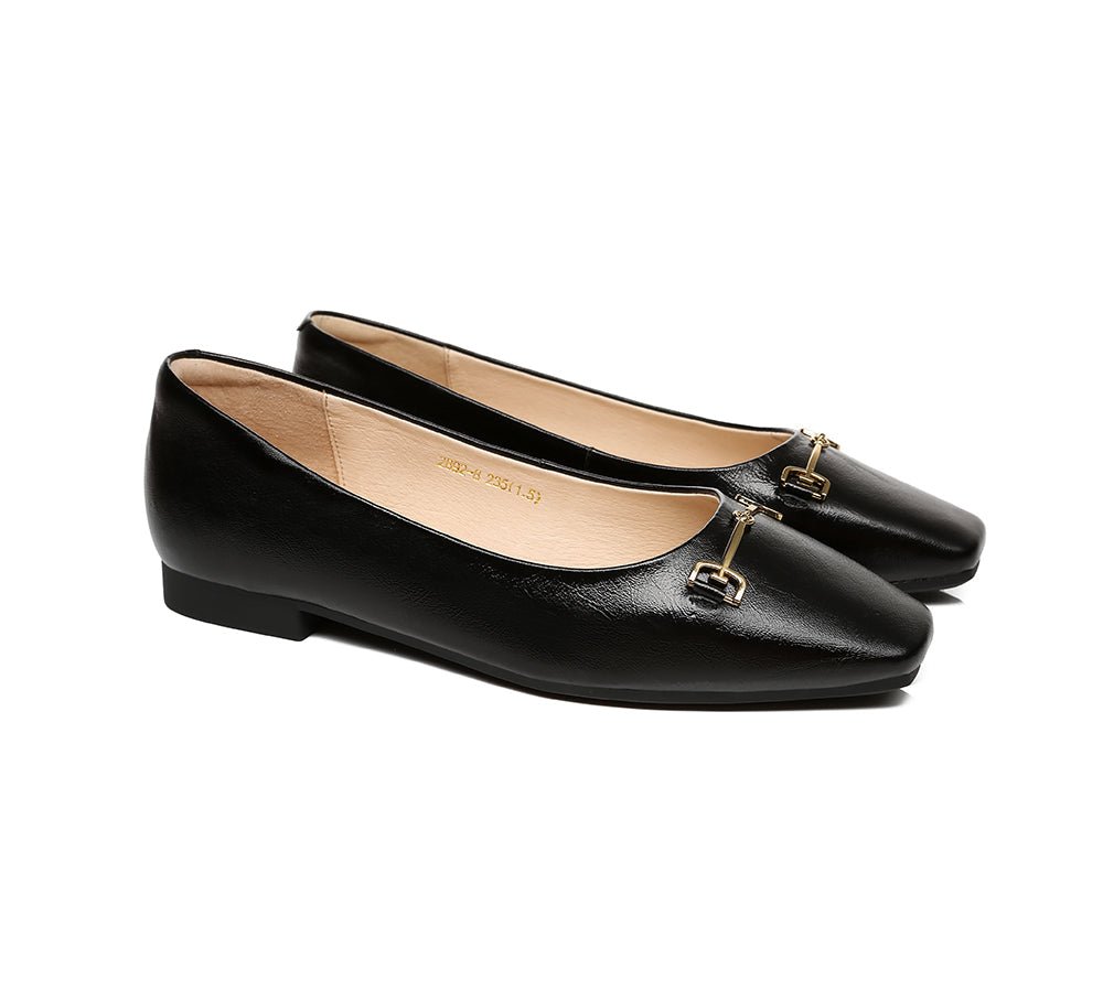 EVERAU® Women Leather Ballet Flats Olivia - Flats - Black - AU Ladies 4 / AU Men 2 / EU 35 - Uggoutlet