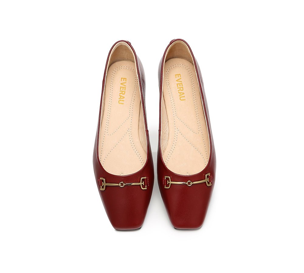 EVERAU® Women Leather Ballet Flats Olivia - Flats - Claret - AU Ladies 4 / AU Men 2 / EU 35 - Uggoutlet