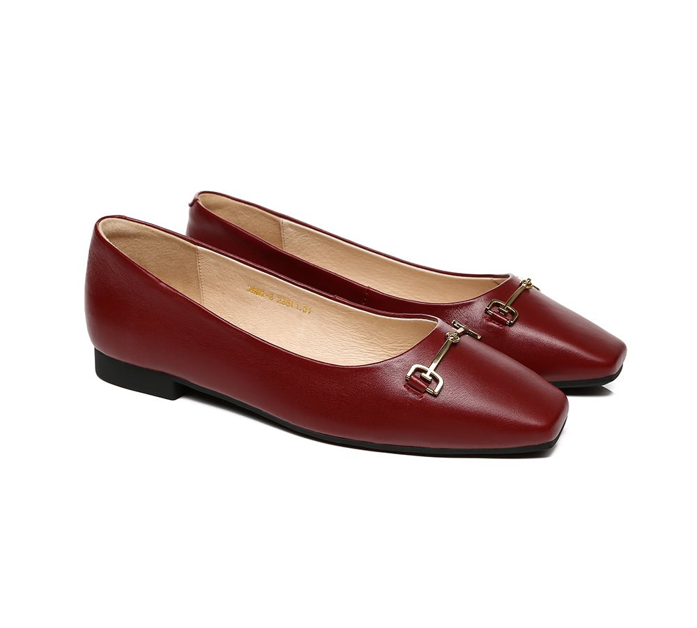 EVERAU® Women Leather Ballet Flats Olivia - Flats - Claret - AU Ladies 4 / AU Men 2 / EU 35 - Uggoutlet