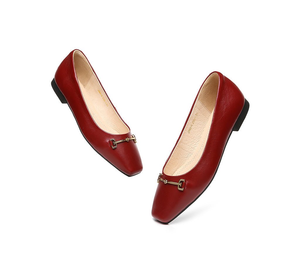 EVERAU® Women Leather Ballet Flats Olivia - Flats - Claret - AU Ladies 4 / AU Men 2 / EU 35 - Uggoutlet