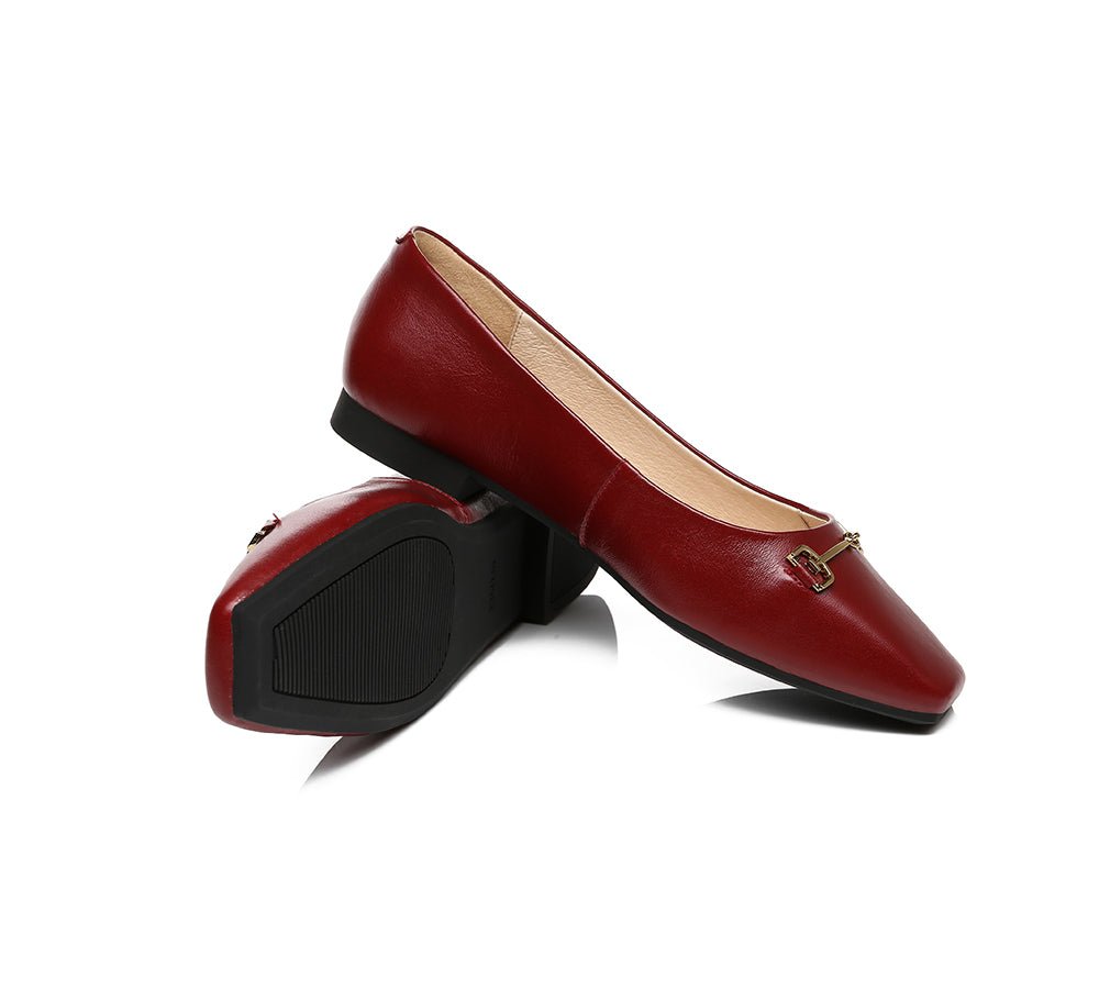EVERAU® Women Leather Ballet Flats Olivia - Flats - Claret - AU Ladies 4 / AU Men 2 / EU 35 - Uggoutlet