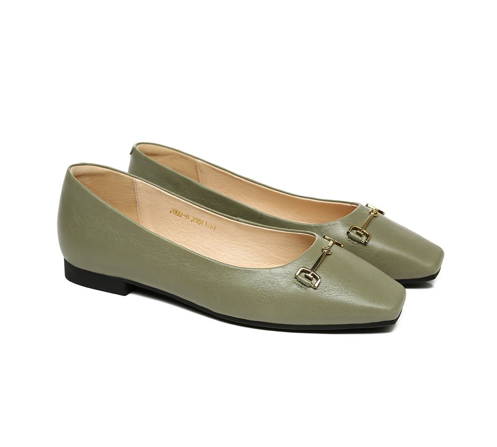 EVERAU® Women Leather Ballet Flats Olivia - Flats - Dark Green - AU Ladies 4 / AU Men 2 / EU 35 - Uggoutlet