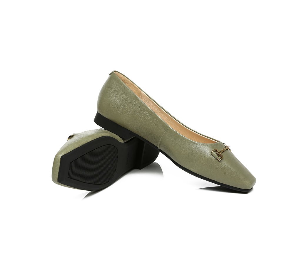 EVERAU® Women Leather Ballet Flats Olivia - Flats - Dark Green - AU Ladies 4 / AU Men 2 / EU 35 - Uggoutlet