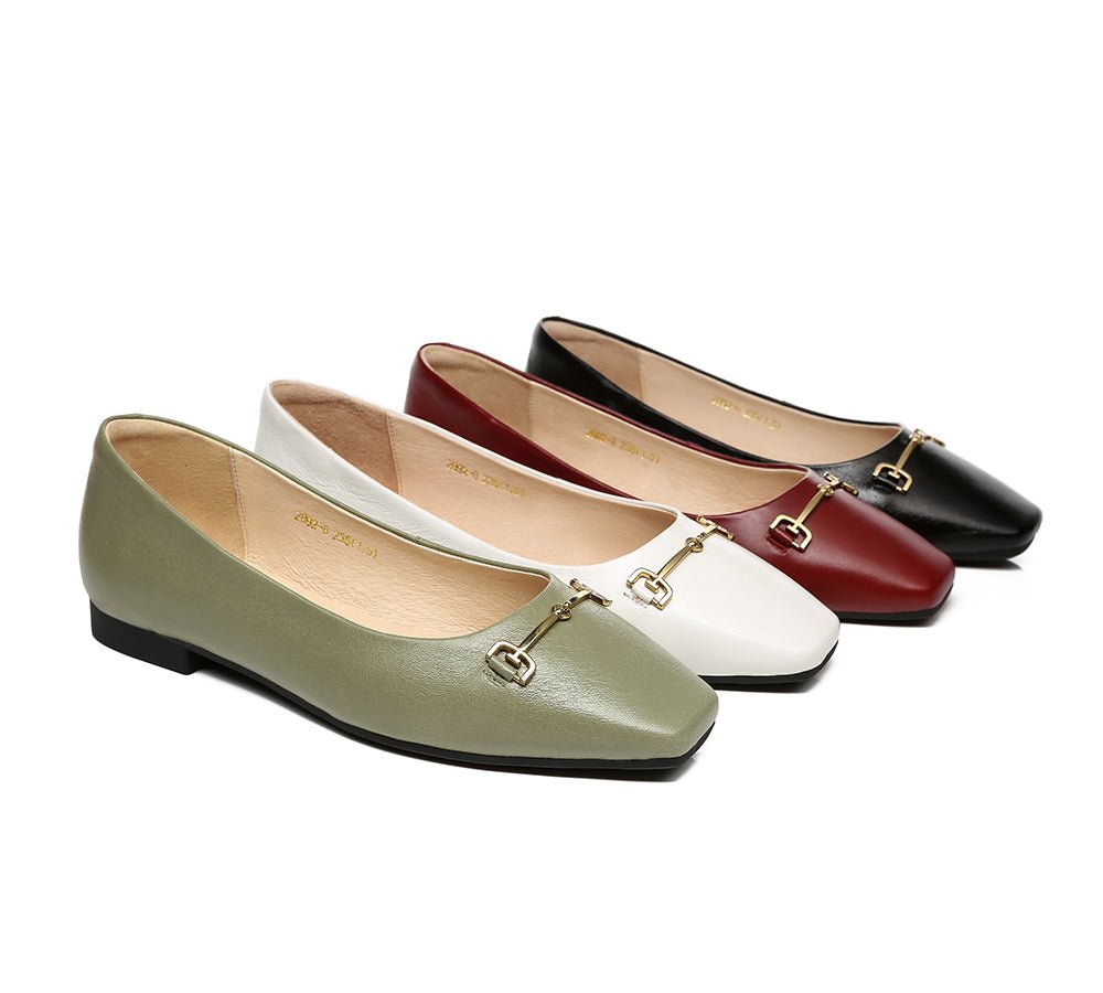 EVERAU® Women Leather Ballet Flats Olivia - Flats - Milky White - AU Ladies 4 / AU Men 2 / EU 35 - Uggoutlet