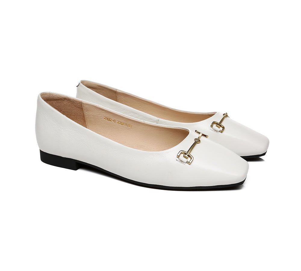 EVERAU® Women Leather Ballet Flats Olivia - Flats - Milky White - AU Ladies 4 / AU Men 2 / EU 35 - Uggoutlet
