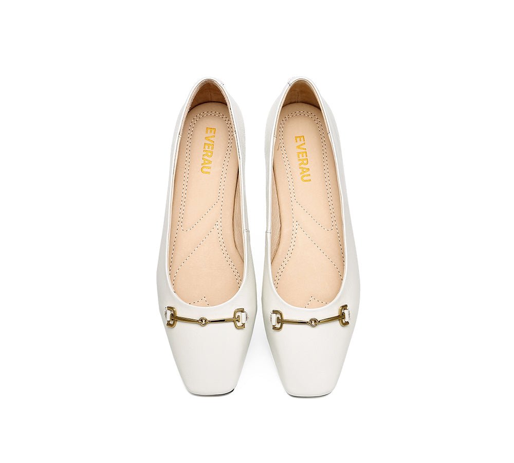 EVERAU® Women Leather Ballet Flats Olivia - Flats - Milky White - AU Ladies 4 / AU Men 2 / EU 35 - Uggoutlet