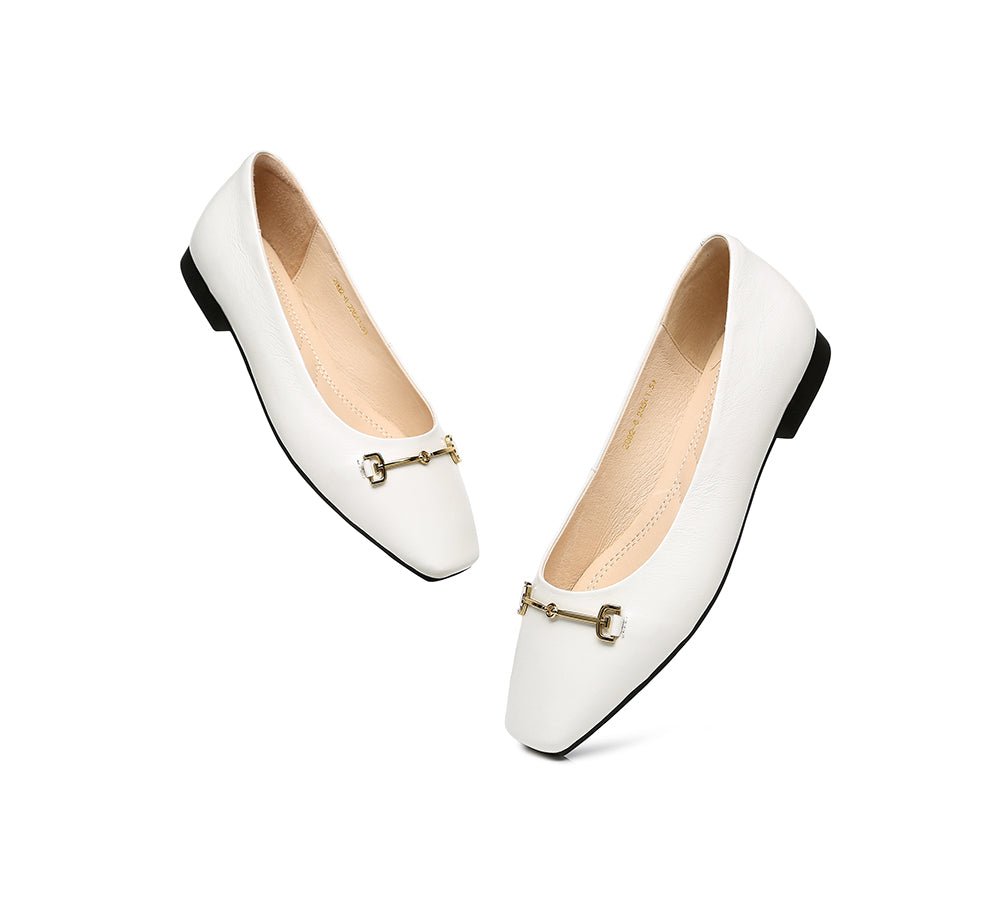EVERAU® Women Leather Ballet Flats Olivia - Flats - Milky White - AU Ladies 4 / AU Men 2 / EU 35 - Uggoutlet
