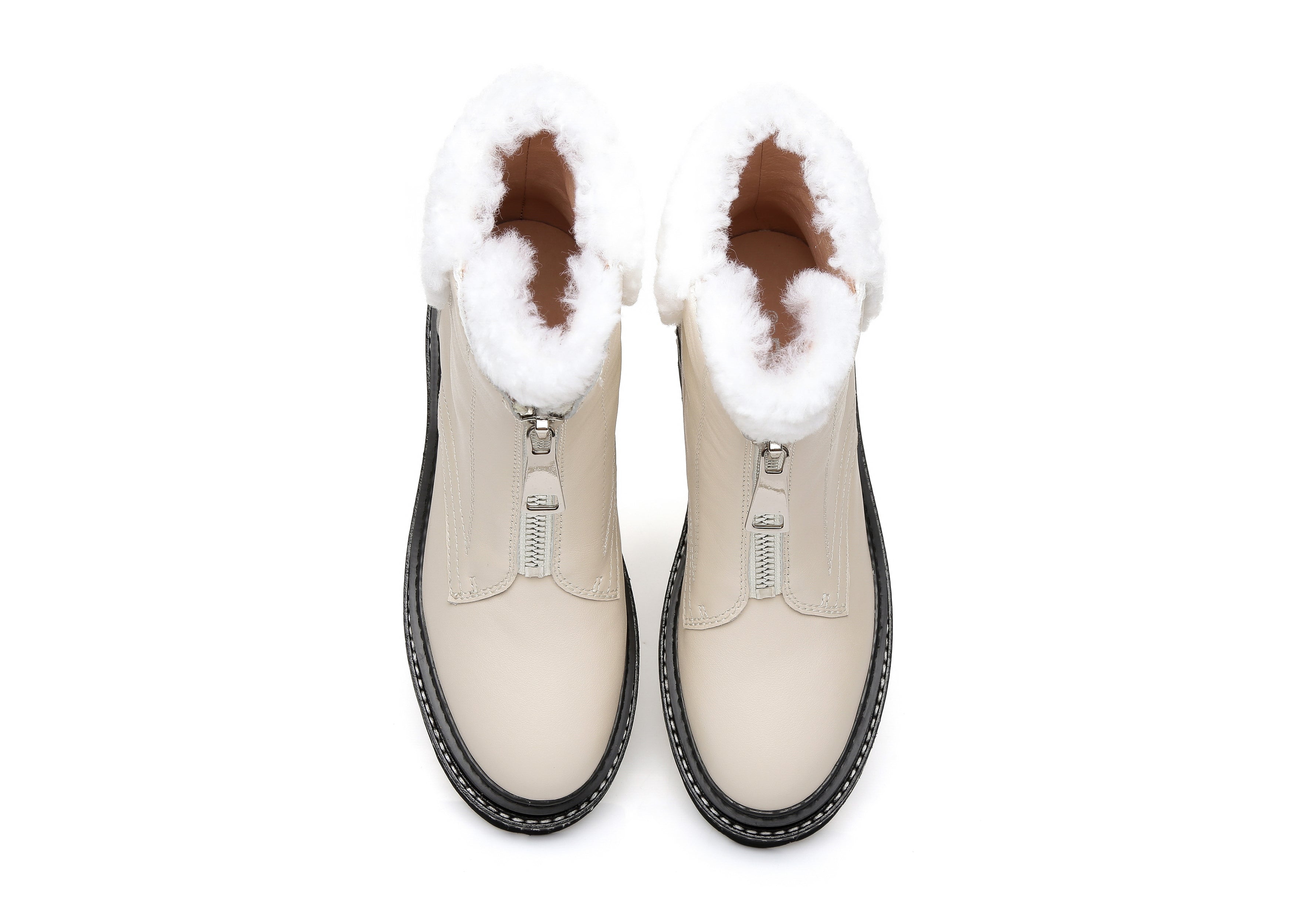 EVERAU® Zip Up Chunky Boots Women Harley - UGG Boots - Beige - AU Ladies 4 / AU Men 2 / EU 35 - Uggoutlet