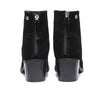 Fashion Boots - Black Leather Zipper Ankle Heel Boots Women Galena