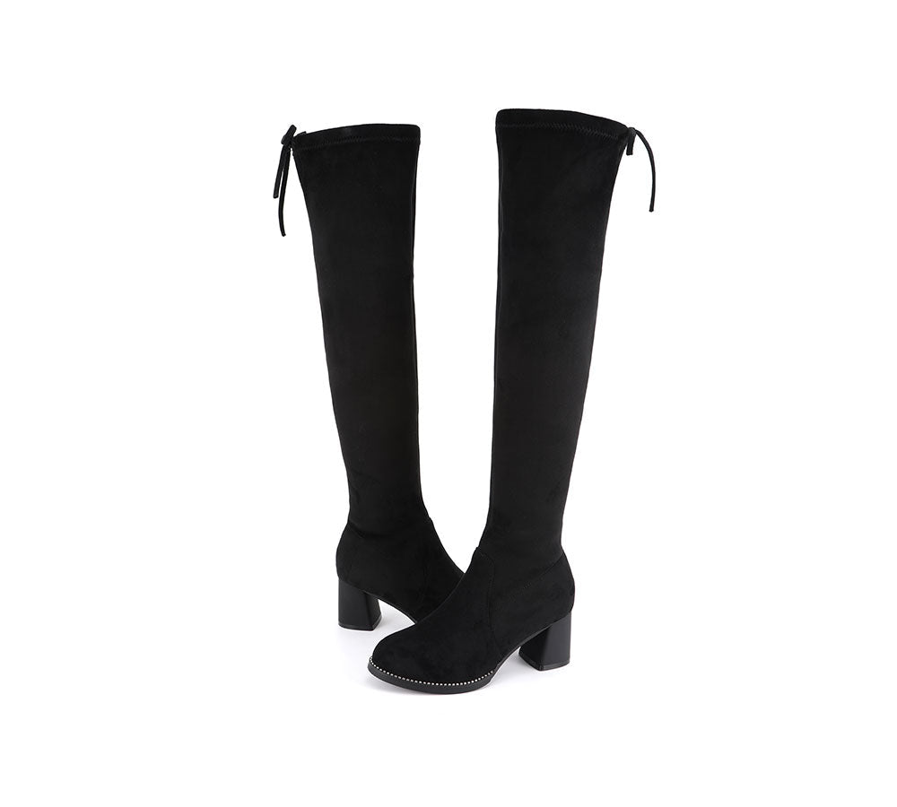 Fashion Boots - Drawstring Over The Knee Studded Detail Fashion Boots Women Jolie