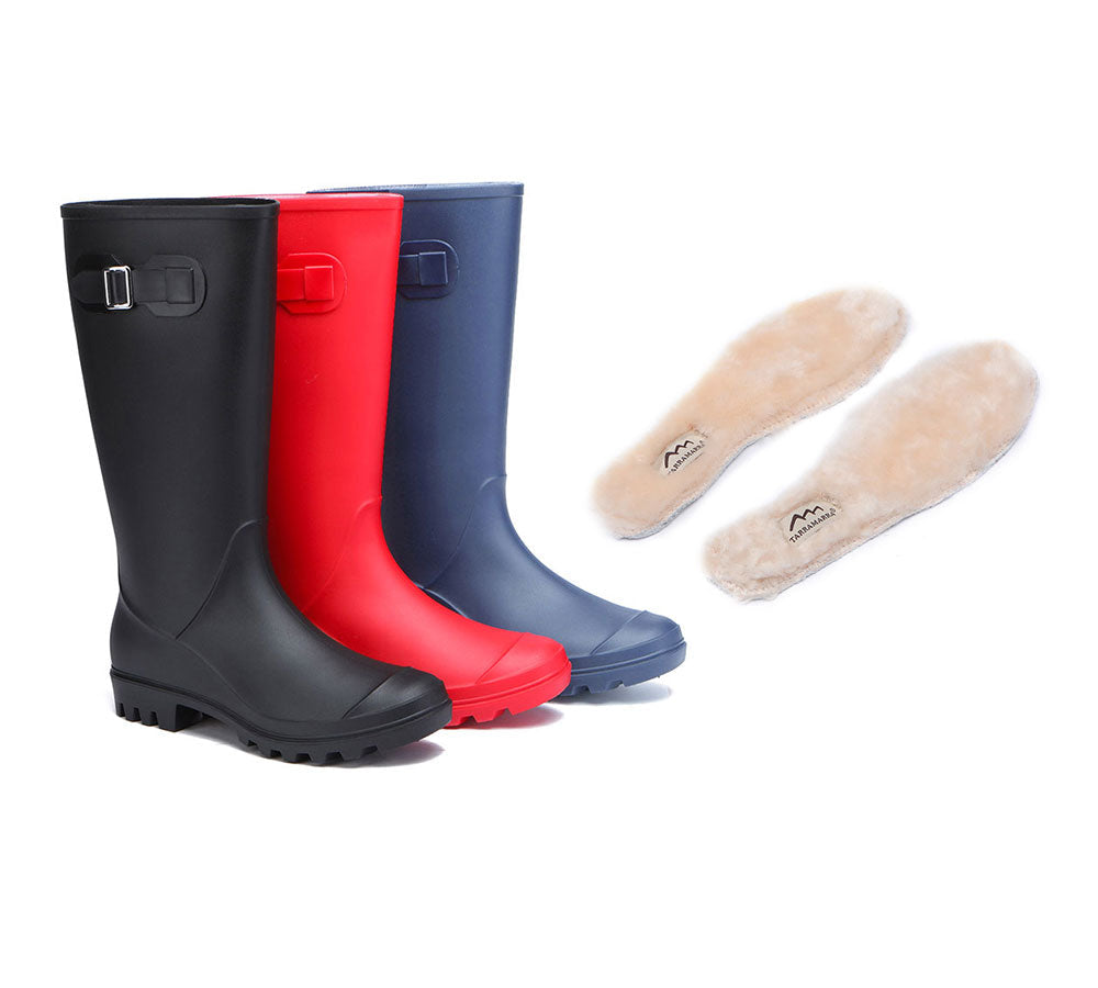 TARRAMARRA® Rainboots ,Tall Gumboots Women Veronica With Wool Insoles - Fashion Boots - Navy Blue - AU Ladies 5 / AU Men 3 / EU 36 - Uggoutlet