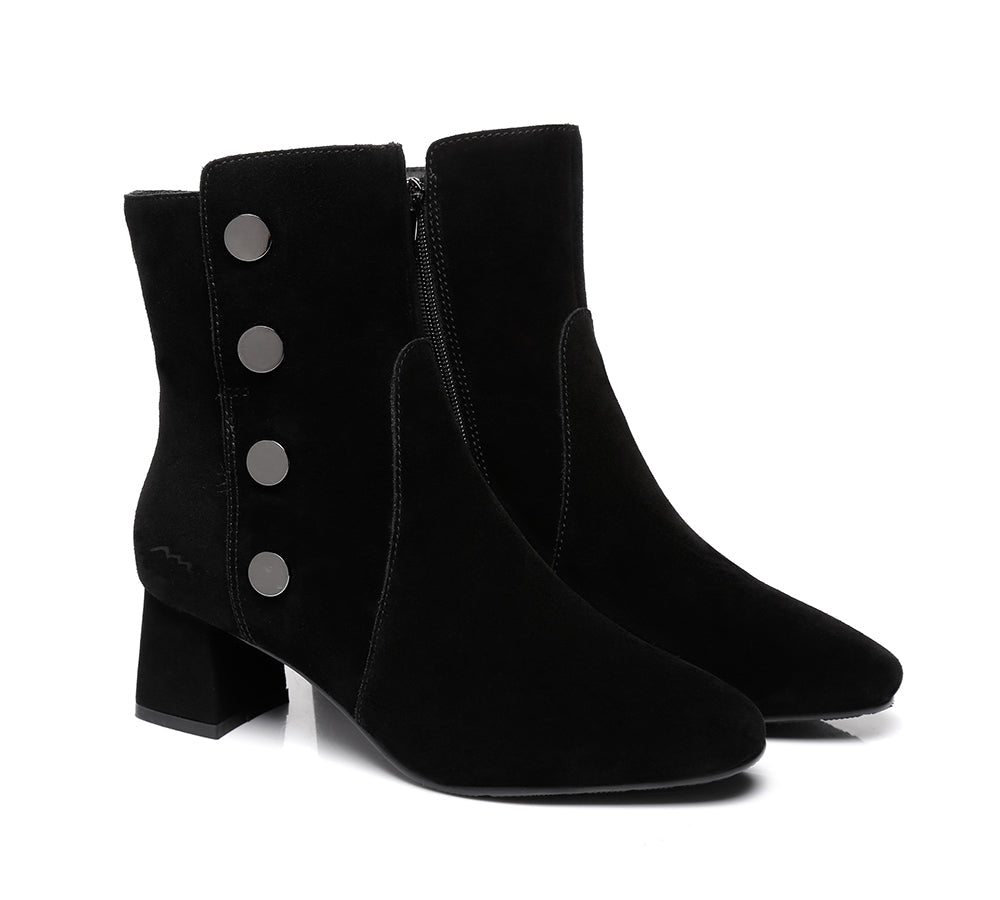 Fashion Boots - TA Midi Women Fashion Block Heel Black Boots