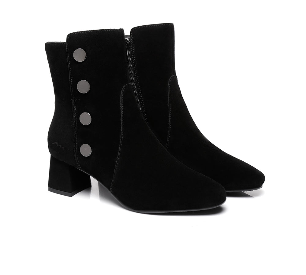 Fashion Boots - TA Midi Women Fashion Block Heel Black Boots