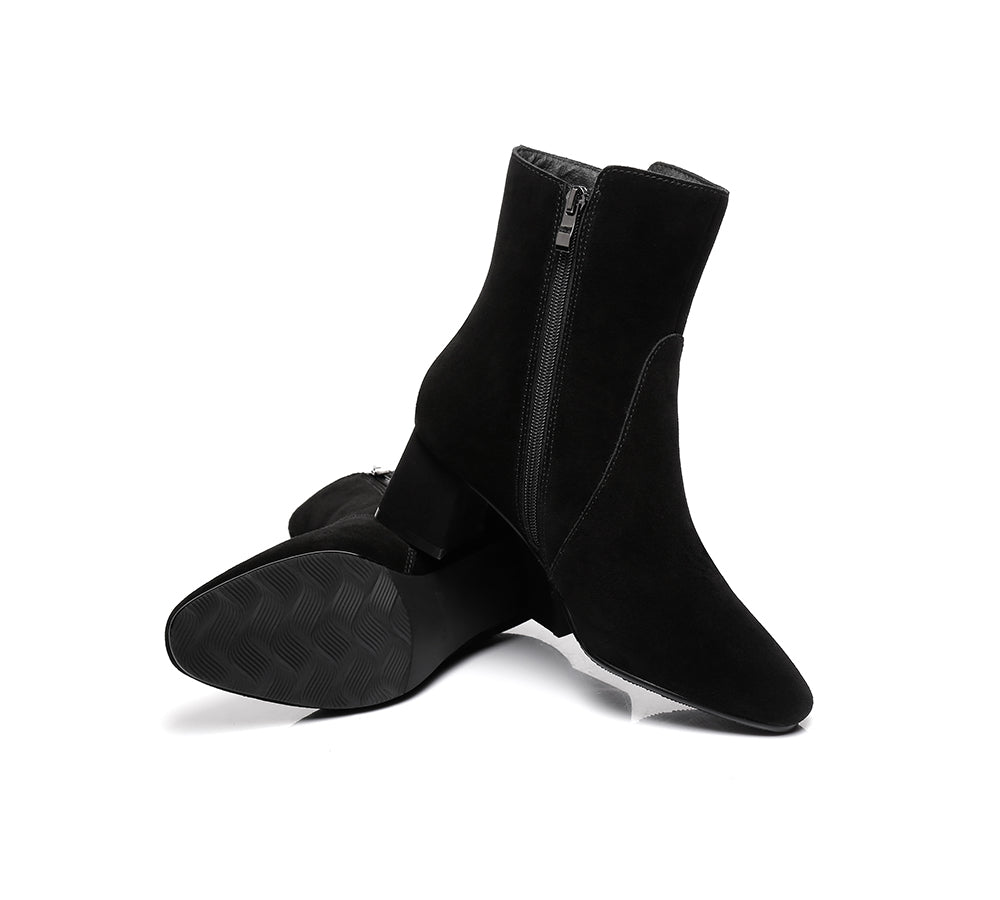 Fashion Boots - TA Midi Women Fashion Block Heel Black Boots