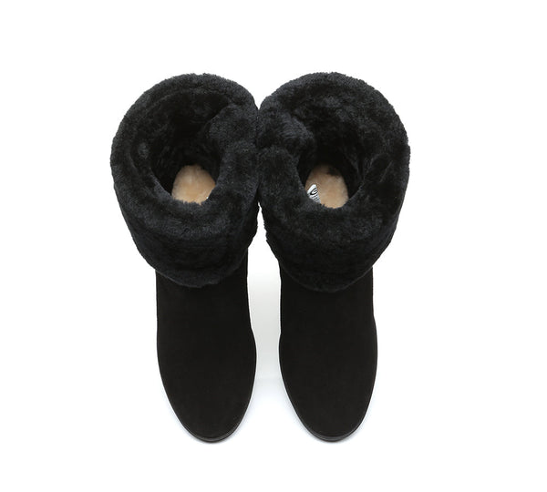Fashion Boots - Ugg Boots Women Shearling Heels Style Candice
