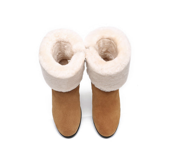 Fashion Boots - Ugg Boots Women Shearling Heels Style Candice
