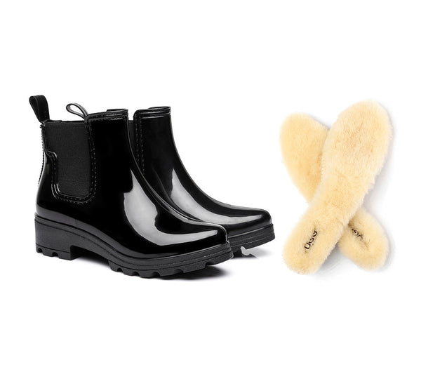 Fashion Boots - UGG Rainboots, Ankle Gumboots Women Vivily With Wool Insole