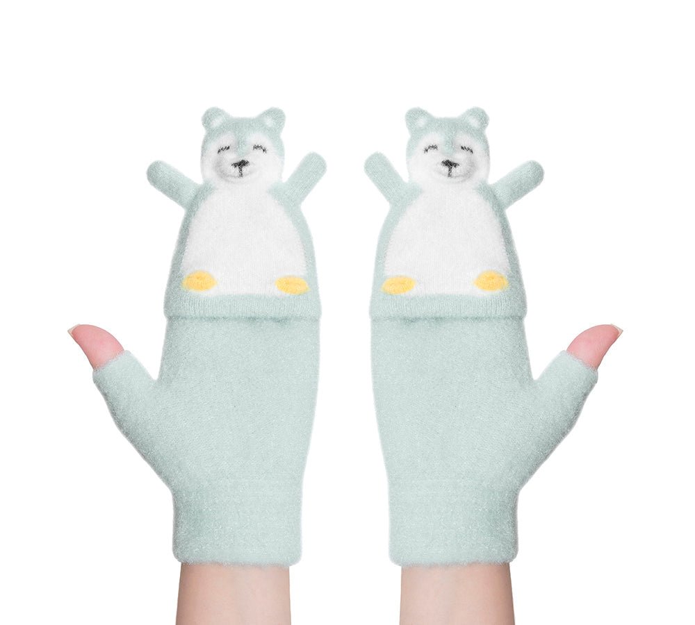Fingerless Ultra Plush Knit Bearling Gloves - Gloves - Green - One Size - Uggoutlet