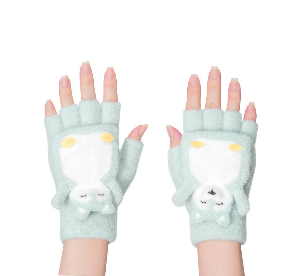 Fingerless Ultra Plush Knit Bearling Gloves - Gloves - Green - One Size - Uggoutlet