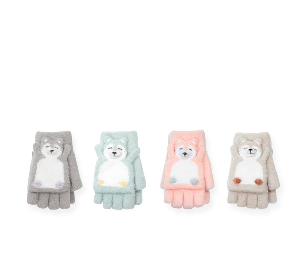 Fingerless Ultra Plush Knit Bearling Gloves - Gloves - Grey - One Size - Uggoutlet