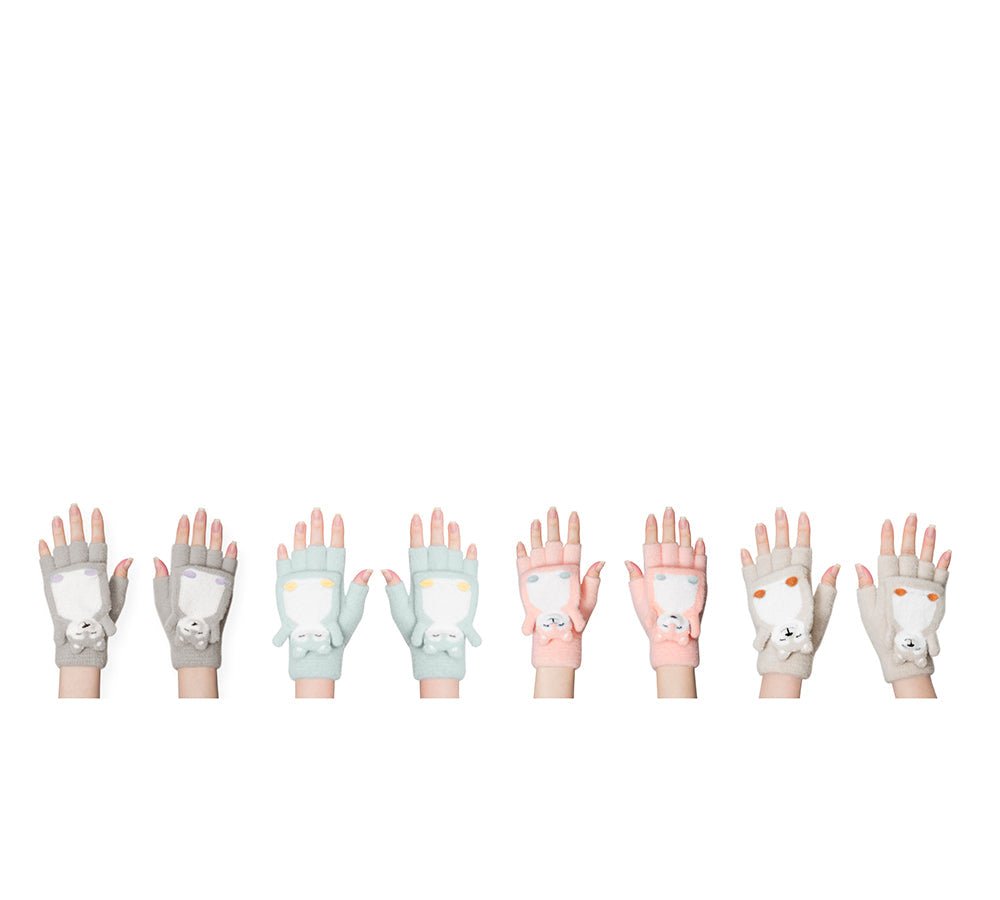 Fingerless Ultra Plush Knit Bearling Gloves - Gloves - Grey - One Size - Uggoutlet