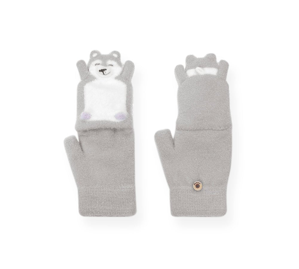 Fingerless Ultra Plush Knit Bearling Gloves - Gloves - Grey - One Size - Uggoutlet