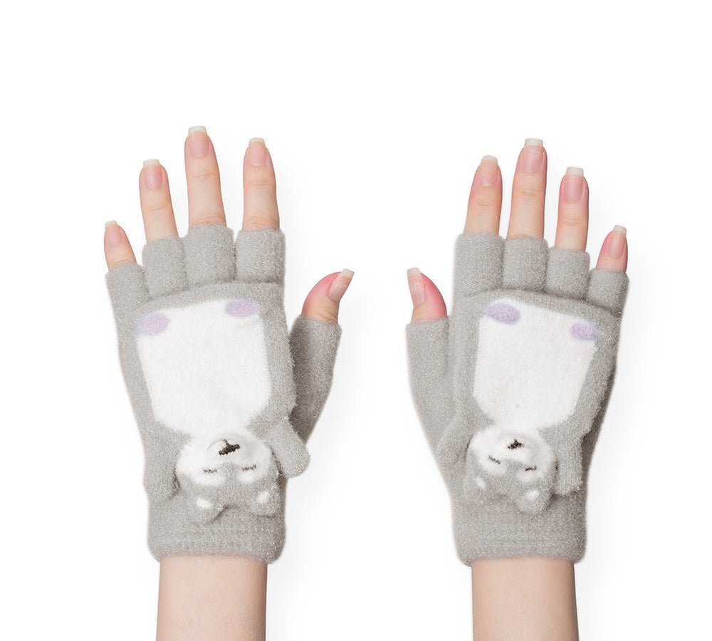 Fingerless Ultra Plush Knit Bearling Gloves - Gloves - Grey - One Size - Uggoutlet