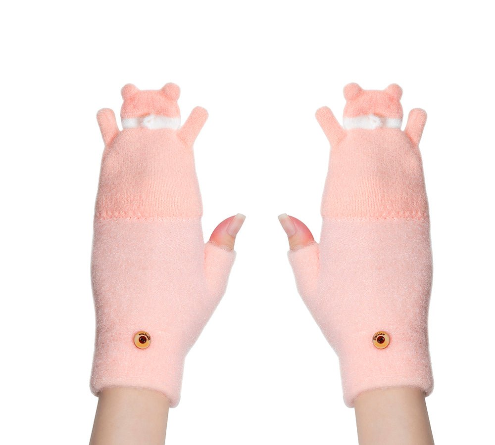 Fingerless Ultra Plush Knit Bearling Gloves - Gloves - Light Pink - One Size - Uggoutlet