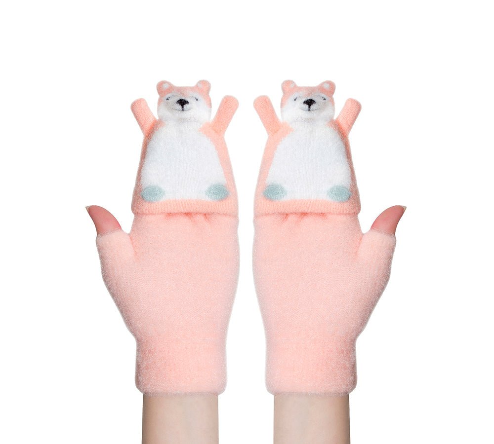 Fingerless Ultra Plush Knit Bearling Gloves - Gloves - Light Pink - One Size - Uggoutlet