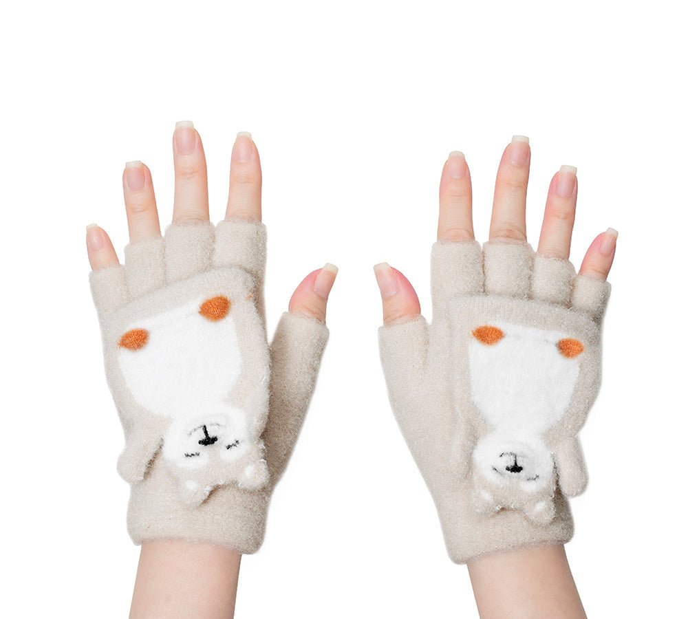 Fingerless Ultra Plush Knit Bearling Gloves - Gloves - Sand - One Size - Uggoutlet